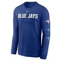 T-shirt à manches longues avec logo Nike Royal Toronto Blue Jays pour hommes