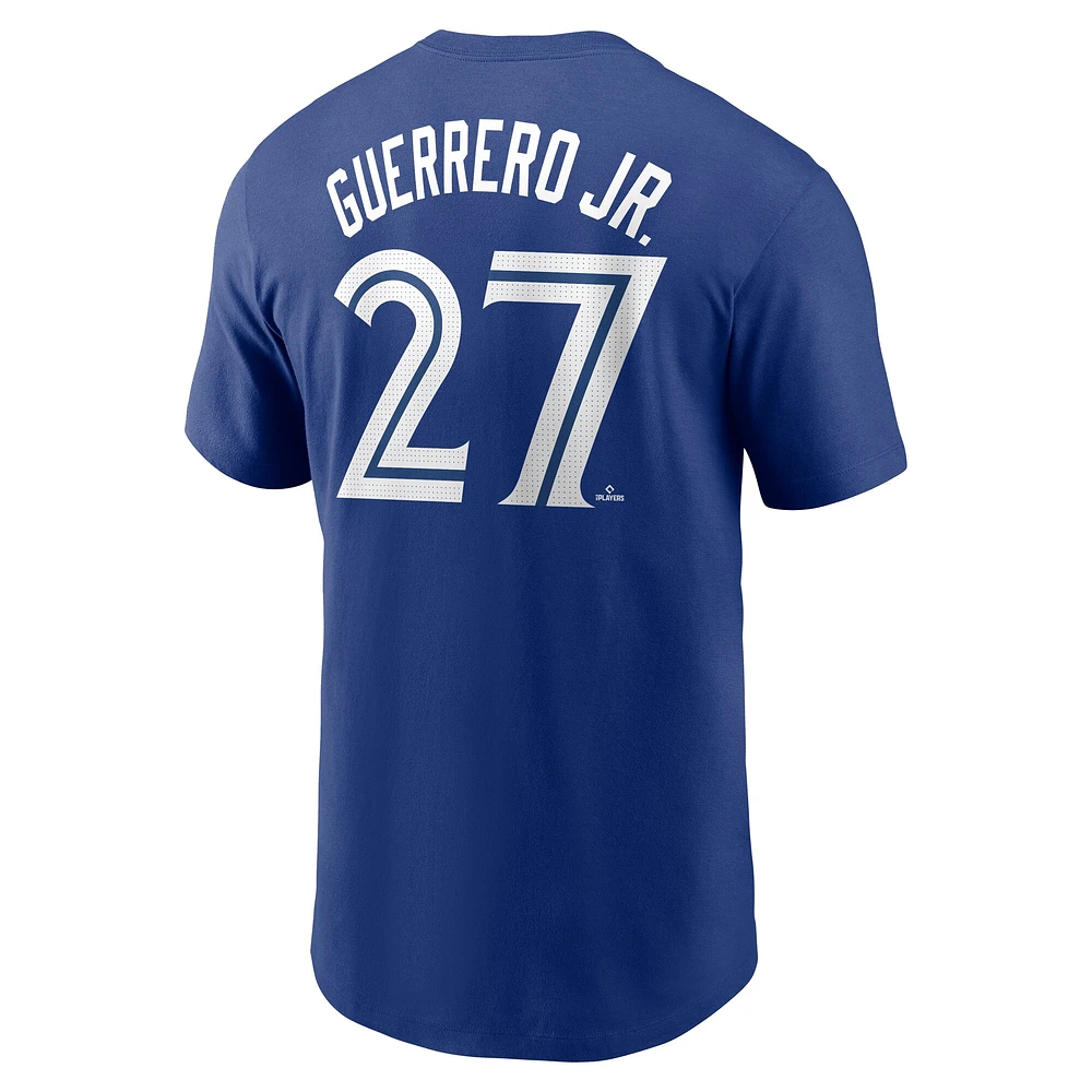 T-shirt Nike pour homme avec nom et numéro de Vladimir Guerrero Jr. Royal Toronto Blue Jays Fuse