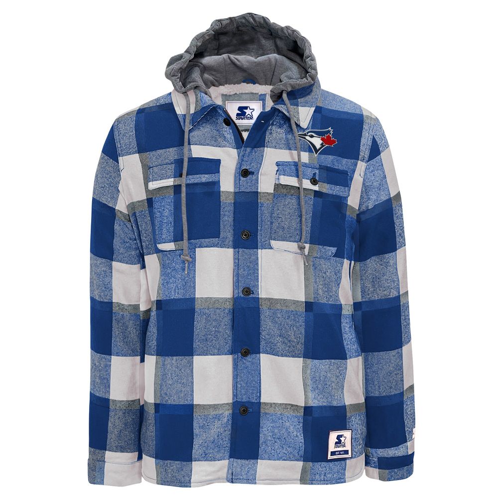 Men's Starter Royal/White Toronto Blue Jays Sherpa Full-Button Flannel - Jacket