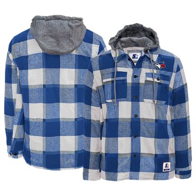 Men's Starter Royal/White Toronto Blue Jays Sherpa Full-Button Flannel - Jacket