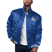 Men's Starter x Levi's Royal Toronto Blue Jays Silver Tab Satin Full-Snap Trucker Jacket