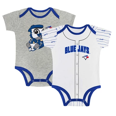 Newborn & Infant Gray/White Toronto Blue Jays Two-Pack Play Ball Bodysuit Set