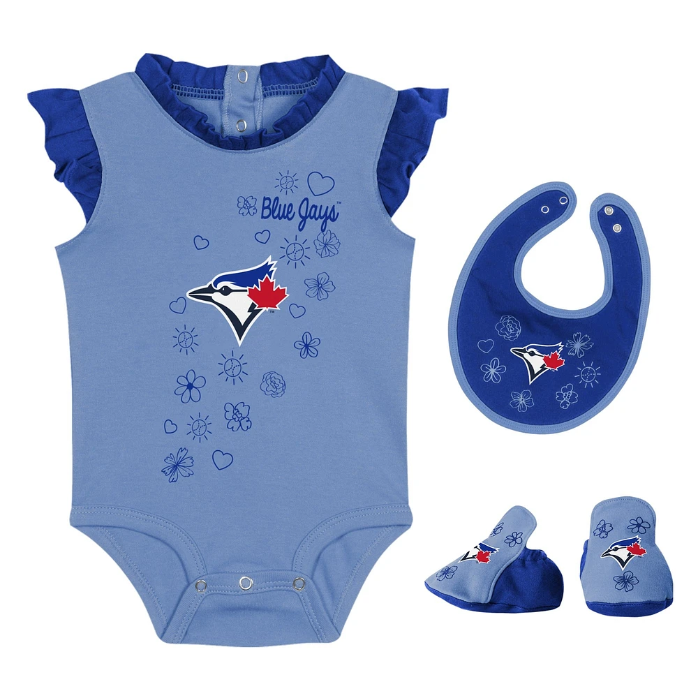 Newborn & Infant Light Blue Toronto Jays Happy Baseball Bodysuit, Bib Bootie Set