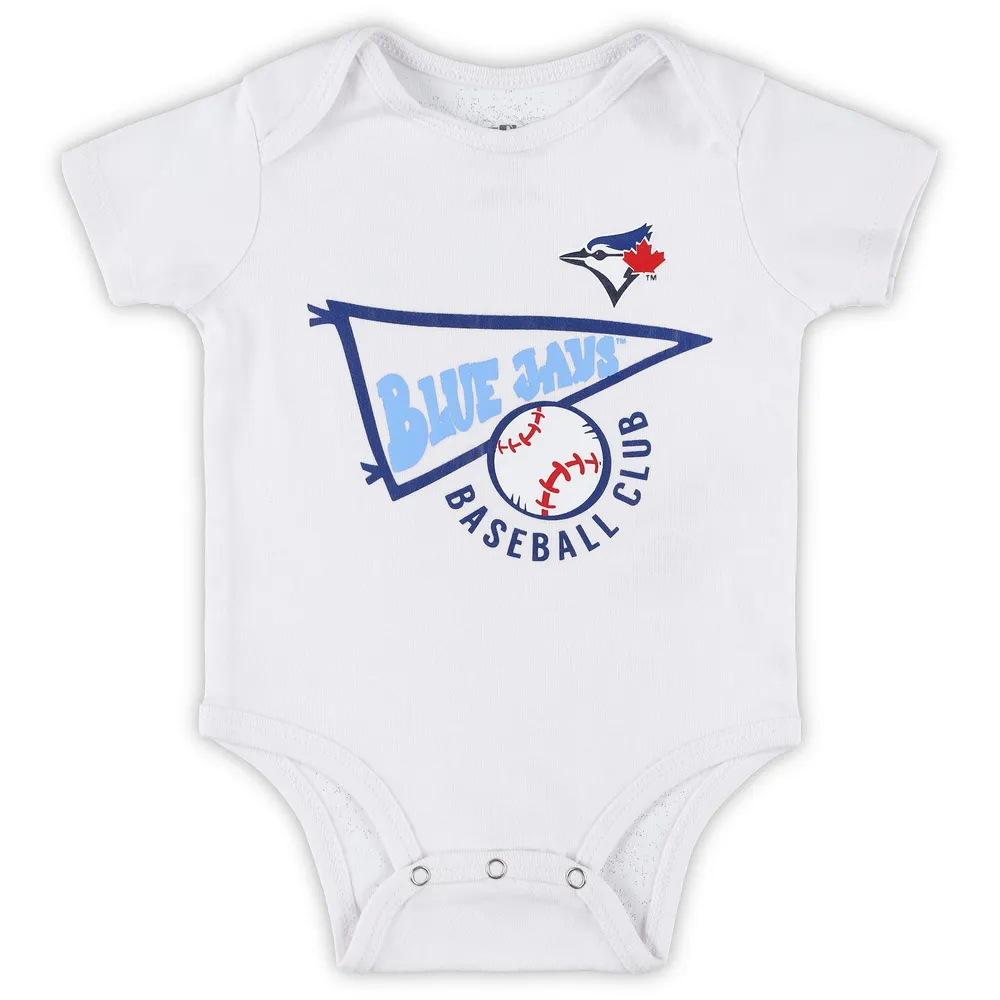 Ensemble de 3 bodys bleu poudré/blanc/gris chiné Toronto Blue Jays Biggest Little Fan pour nouveau-nés et nourrissons