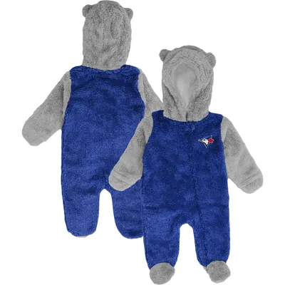 Toronto Blue Jays Newborn and Infant Game Nap Teddy Fleece Bunting Full-Zip Sleeper - Royal/Gray