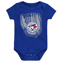 Newborn & Infant Royal/White/Heathered Gray Toronto Blue Jays Minor League Player - Three-Pack Bodysuit Set