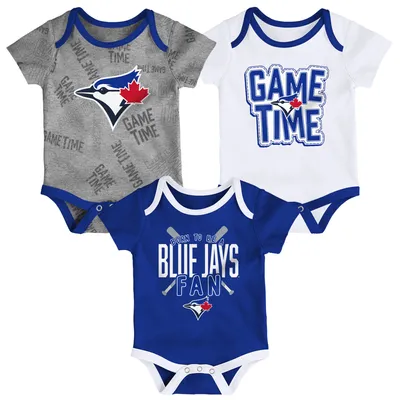 Toronto Blue Jays Newborn & Infant Game Time Three-Piece Bodysuit Set - Royal/White/Heathered Gray