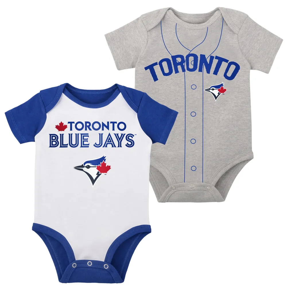 Lot de deux cache-couches Little Slugger des Blue Jays Toronto pour nouveau-nés et bébés, blanc/gris chiné