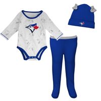 Newborn & Infant White/Royal Toronto Blue Jays Three-Piece Dream Team - Hat Bodysuit Pants Set