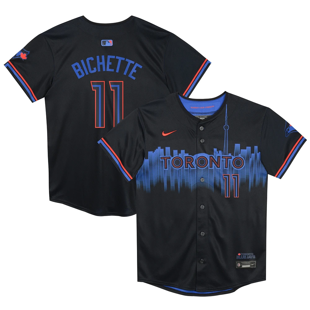 Maillot de joueur Nike Bo Bichette bleu marine des Blue Jays Toronto 2024 City Connect Limited pour enfants d'âge préscolaire