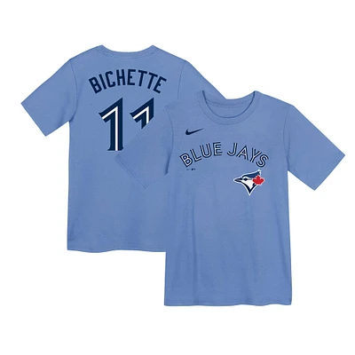 T-shirt avec nom et numéro des Blue Jays de Toronto, Nike Bo Bichette, bleu poudre, pour enfants d'âge préscolaire