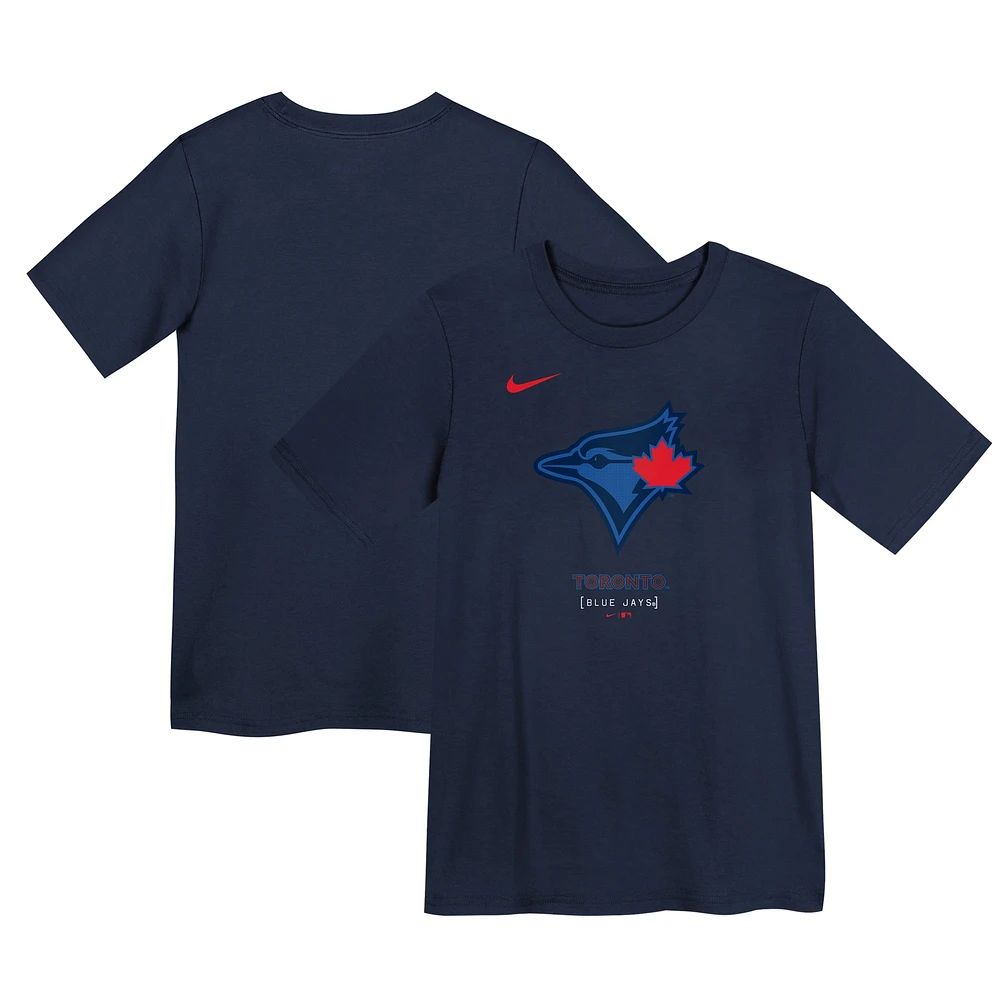 T-shirt Nike bleu marine pour enfants d'âge préscolaire des Blue Jays de Toronto 2024 City Connect avec grand logo