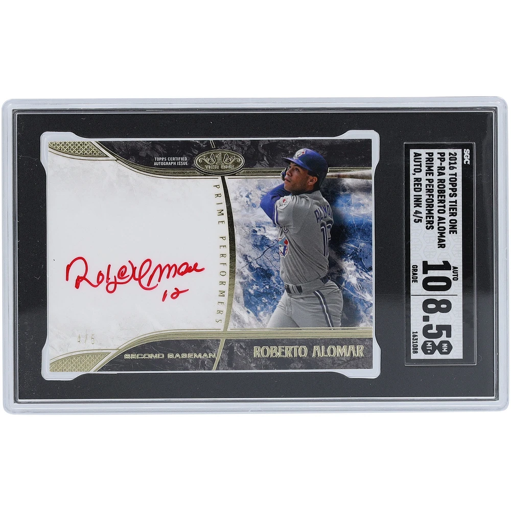 Roberto Alomar Toronto Blue Jays Autographed 2016 Topps Tier One Red Ink #PP-RA #4/5 SGC Authenticated 8.5/10 Card