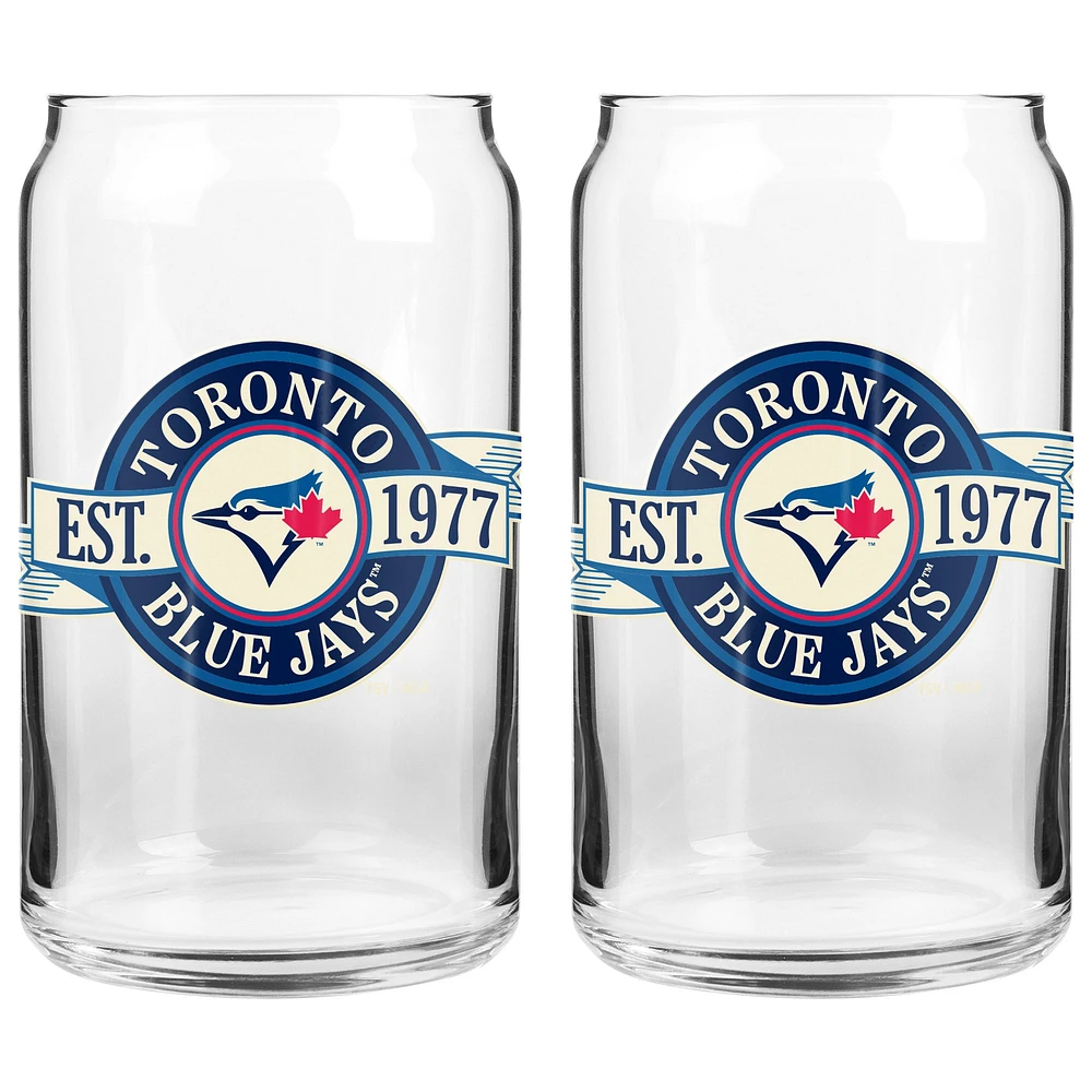 Le Sports Vault Blue Jays de Toronto 16 oz. Ensemble de deux verres à canettes