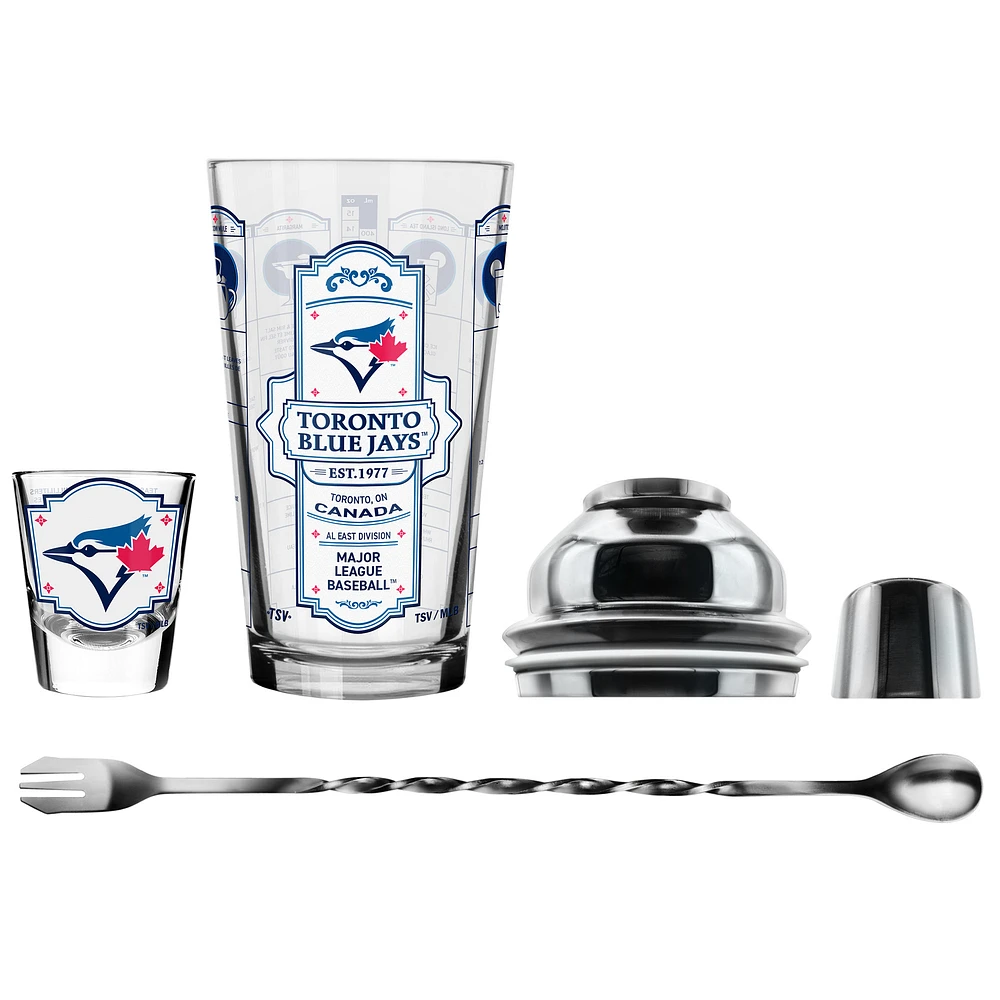 The Sports Vault Toronto Blue Jays Ensemble de cinq verres à shot et verres à mélange pour barman