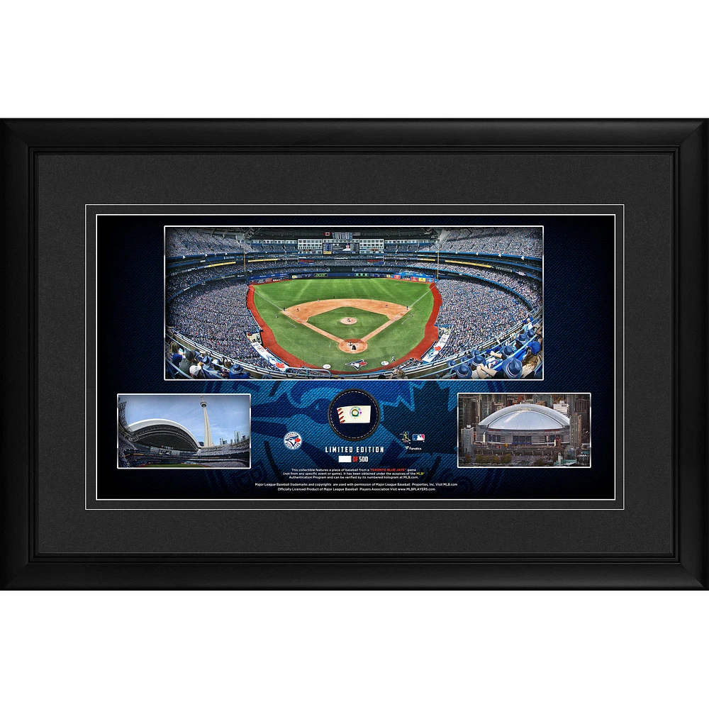 Toronto Blue Jays Framed 10" x 18" Stadium Panoramic Collage with a Piece of Game-Used Baseball - Limited Edition of 500
