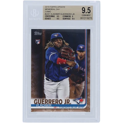 Carte recrue authentifiée 9.5 BGS #US1 #7/25 des Blue Jays de Toronto Vladimir Guerrero Jr. Mise à jour Topps Memorial Day Camo 2019 - Sous-grades 9.5, 9, 9.5, 9.5
