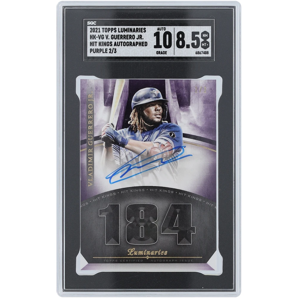 Vladimir Guerrero Jr. Toronto Blue Jays Autographed 2021 Topps Luminaries Purple #HK-VG #2/3 SGC Authenticated 8.5/10 Card