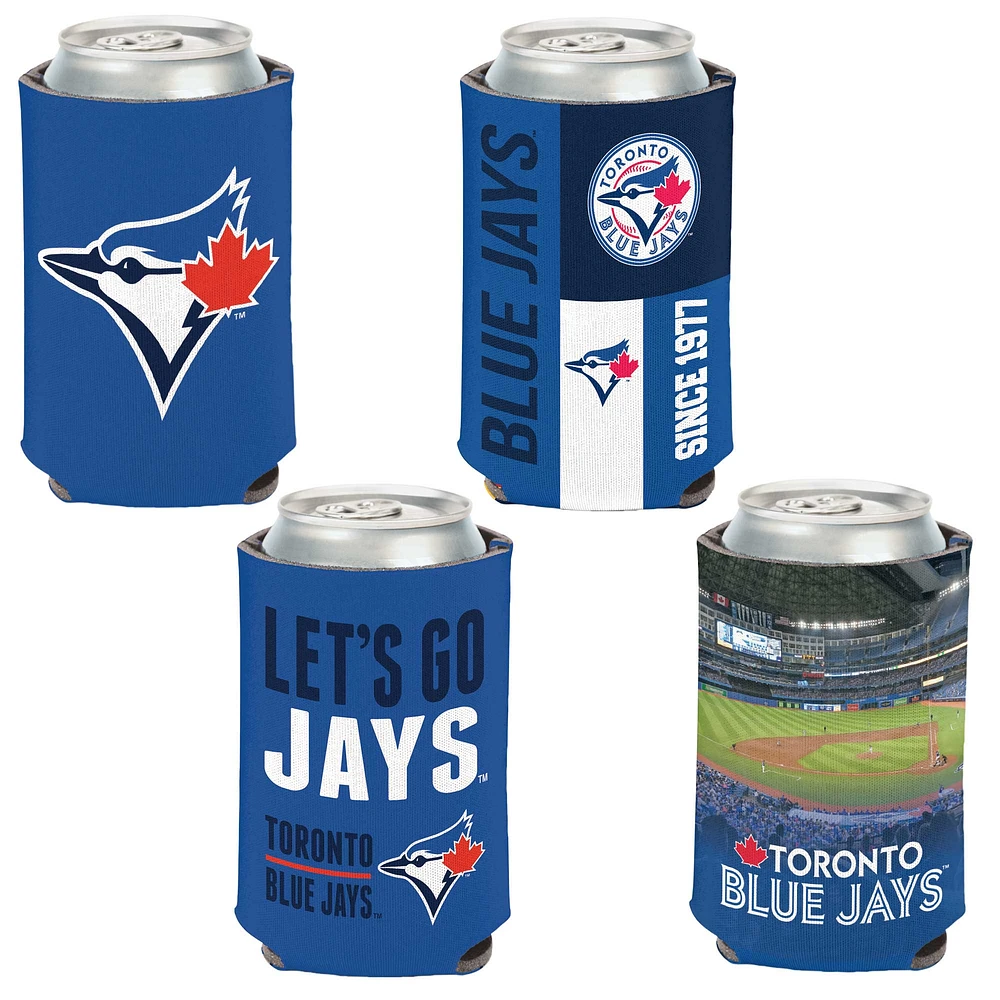 WinCraft Blue Jays de Toronto, paquet de 4 12 oz. Ensemble refroidisseur de canettes