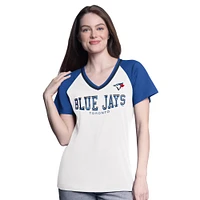 Women's G-III 4Her by Carl Banks  White/Royal Toronto Blue Jays Ball Park Raglan V-Neck T-Shirt