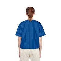 Women's New Era  Blue Toronto Jays City Connect Multiplier Pinstripe Cropped T-Shirt