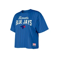 Women's New Era  Blue Toronto Jays City Connect Multiplier Pinstripe Cropped T-Shirt