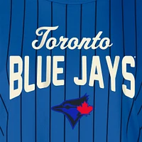 Women's New Era  Blue Toronto Jays City Connect Multiplier Pinstripe Cropped T-Shirt
