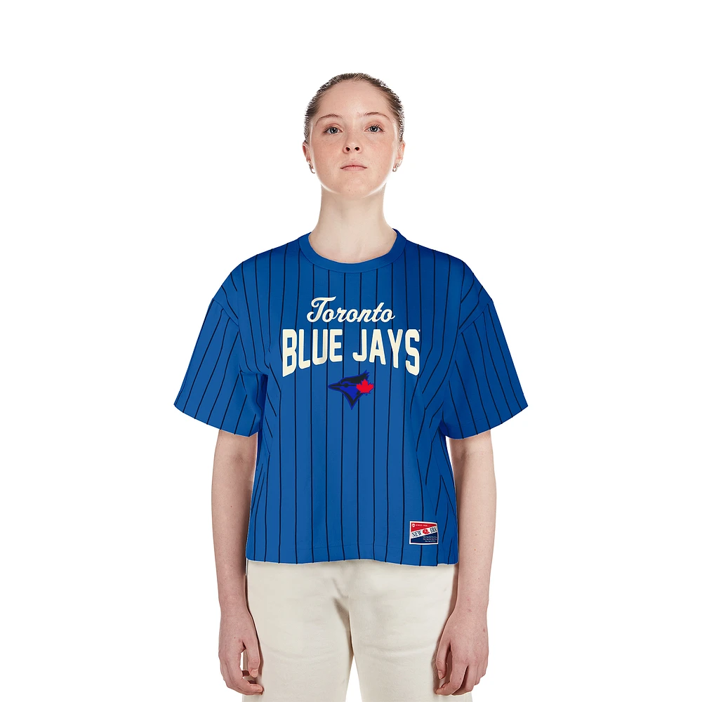 Women's New Era Blue Toronto Jays City Connect Multiplier Pinstripe Cropped T-Shirt