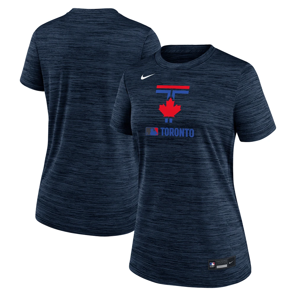Women's Nike  Navy Toronto Blue Jays Authentic Collection City Connect Velocity Performance T-Shirt