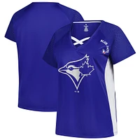 Women's Profile  Royal Toronto Blue Jays Glitter Raglan V-Neck T-Shirt