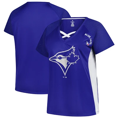 Women's Profile  Royal Toronto Blue Jays Glitter Raglan V-Neck T-Shirt