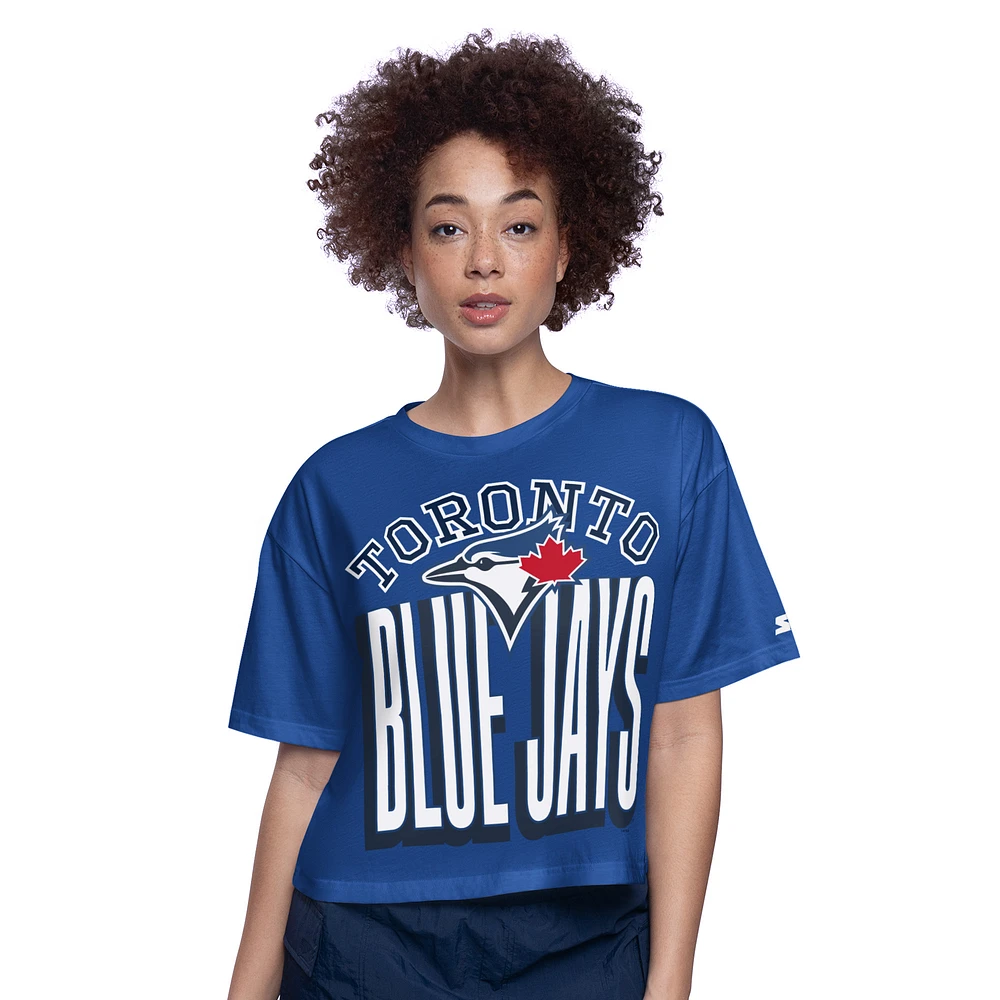 Women's Starter Royal Toronto Blue Jays Play the Ball Cropped T-Shirt