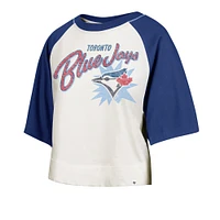 T-shirt court évasé raglan crème « 47 » pour femme des Blue Jays de Toronto