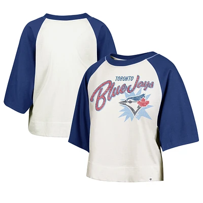 T-shirt court évasé raglan crème « 47 » pour femme des Blue Jays de Toronto