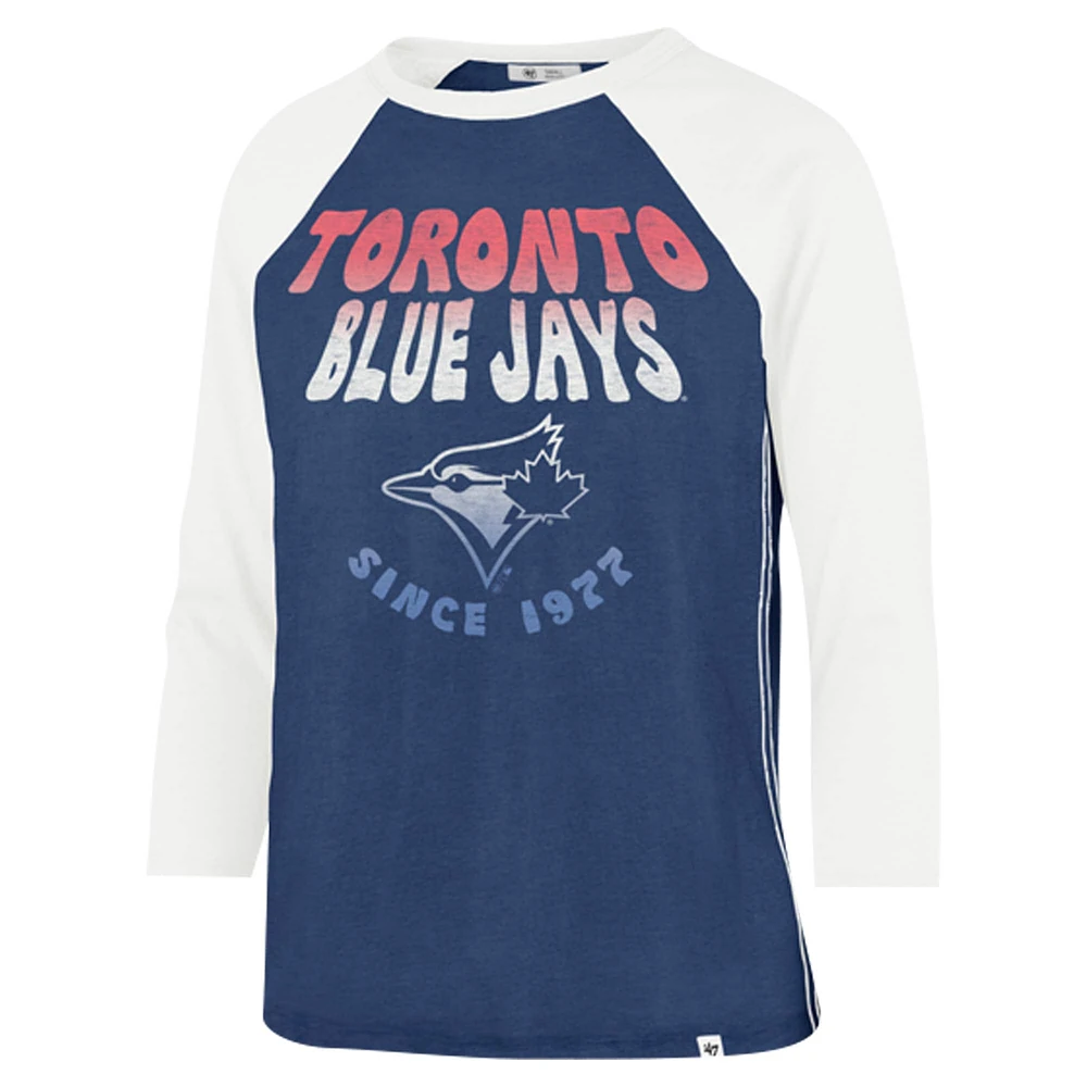 Women's '47 Royal Toronto Blue Jays Harmony Ava Raglan 3/4-Sleeve T-Shirt