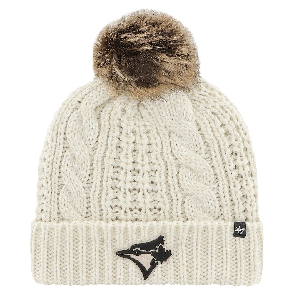 Women's '47 White Toronto Blue Jays  Meeko Cuffed Knit Hat with Pom