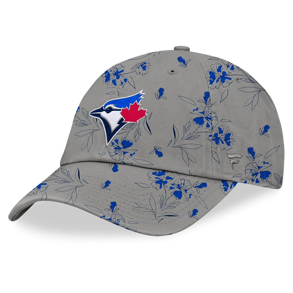 Casquette ajustable à fleurs fondamentales des Blue Jays de Toronto Fanatics pour femmes, gris