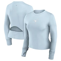 Women's Fanatics Light Blue Toronto Jays Studio Fitted Long Sleeve Gym Top