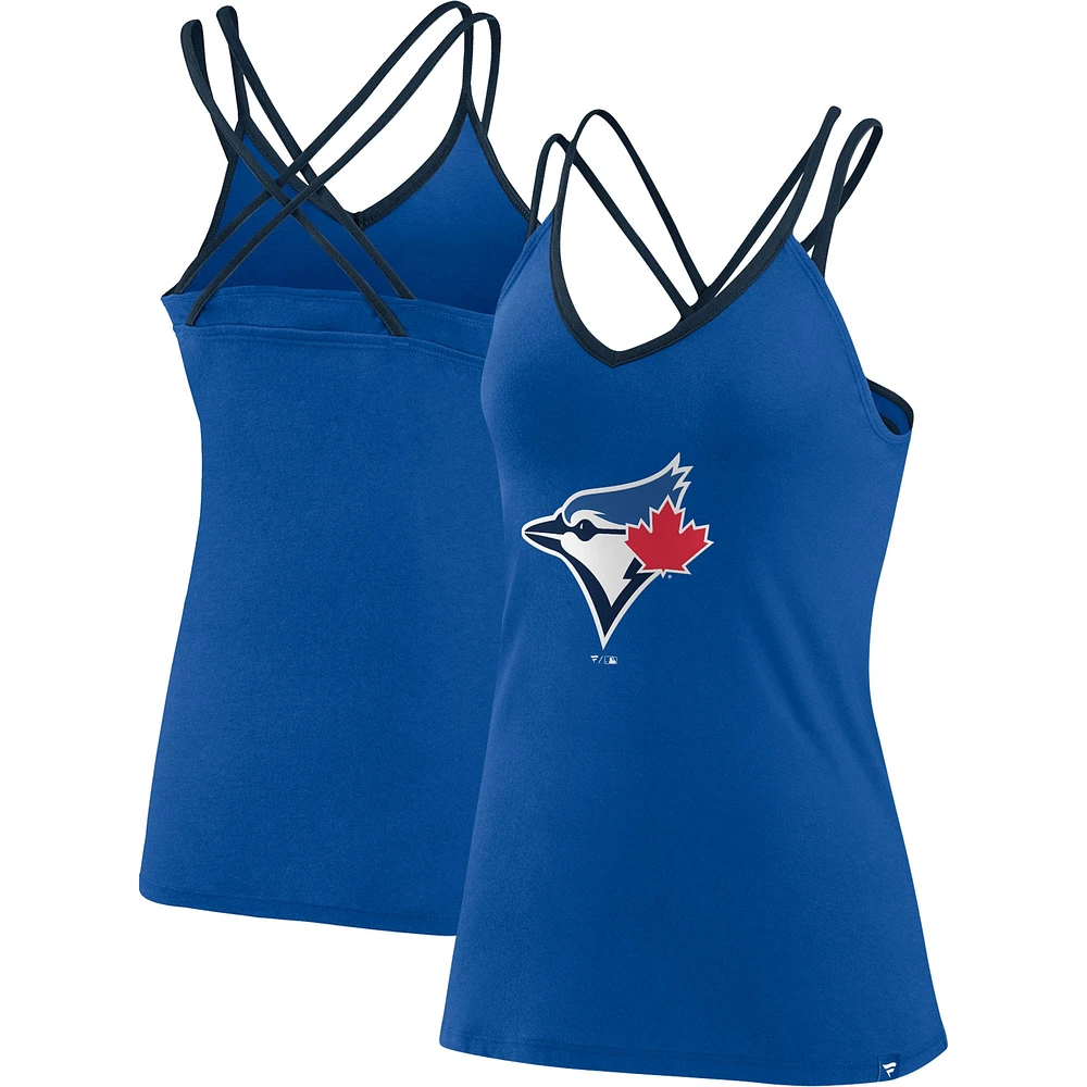 Débardeur à col en V dans le dos croisé Fanatics Royal Toronto Blue Jays Barrel It Up pour femmes - Haut