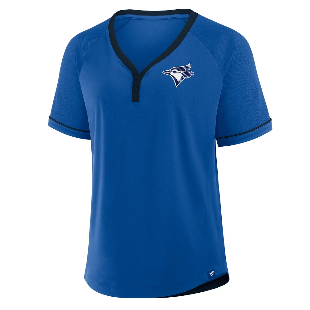 Women's Fanatics Royal Toronto Blue Jays League Diva Star Raglan V-Neck T-Shirt