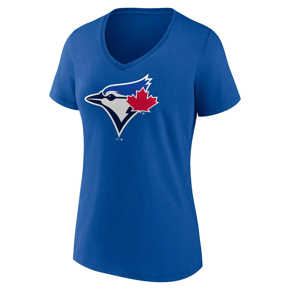 Women's Fanatics Vladimir Guerrero Jr. Royal Toronto Blue Jays Icon Name & Number V-Neck T-Shirt