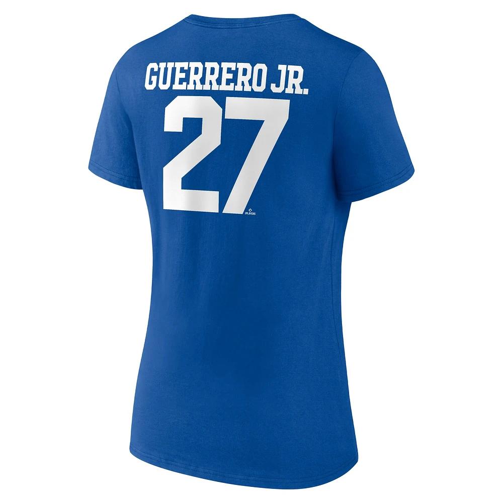 Women's Fanatics Vladimir Guerrero Jr. Royal Toronto Blue Jays Icon Name & Number V-Neck T-Shirt