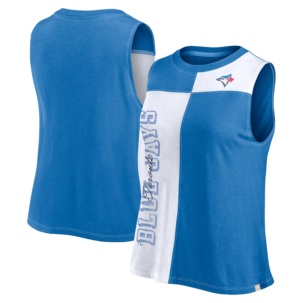 Women's Fanatics White/Powder Blue Toronto Jays Script Color Block Tank Top