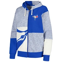 Sweat-shirt surdimensionné à demi-zip G-III 4Her par Carl Banks pour femmes Royal Toronto Blue Jays Left Field