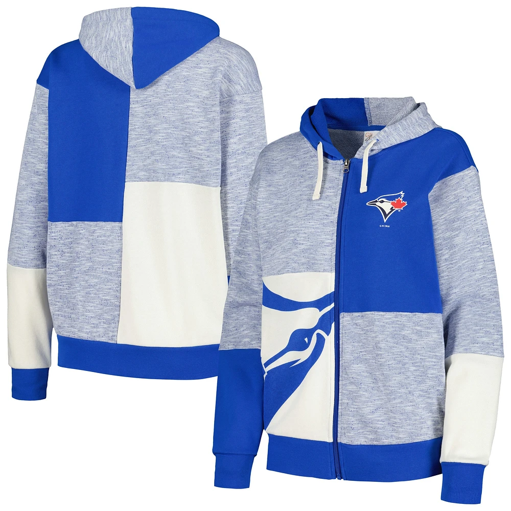 Sweat-shirt surdimensionné à demi-zip G-III 4Her par Carl Banks pour femmes Royal Toronto Blue Jays Left Field