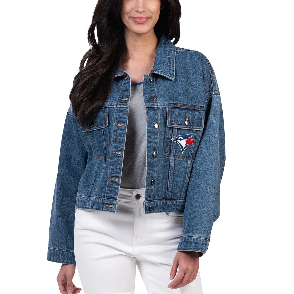 Women's G-III 4Her by Carl Banks Toronto Blue Jays Victory Oversized Button-Up Denim Jacket