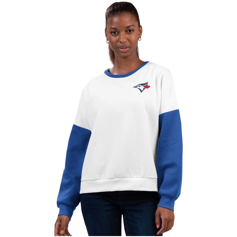 Sweat-shirt G-III 4Her by Carl Banks pour femme avec blocs de couleurs des Blue Jays Toronto, blanc