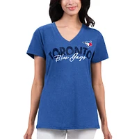 T-shirt à col en V G-III Sports by Carl Banks pour femmes, Royal Toronto Blue Jays Key Move