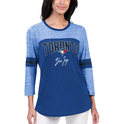 T-shirt à manches 3/4 G-III Sports by Carl Banks pour femmes des Royal Toronto Blue Jays Play the Game