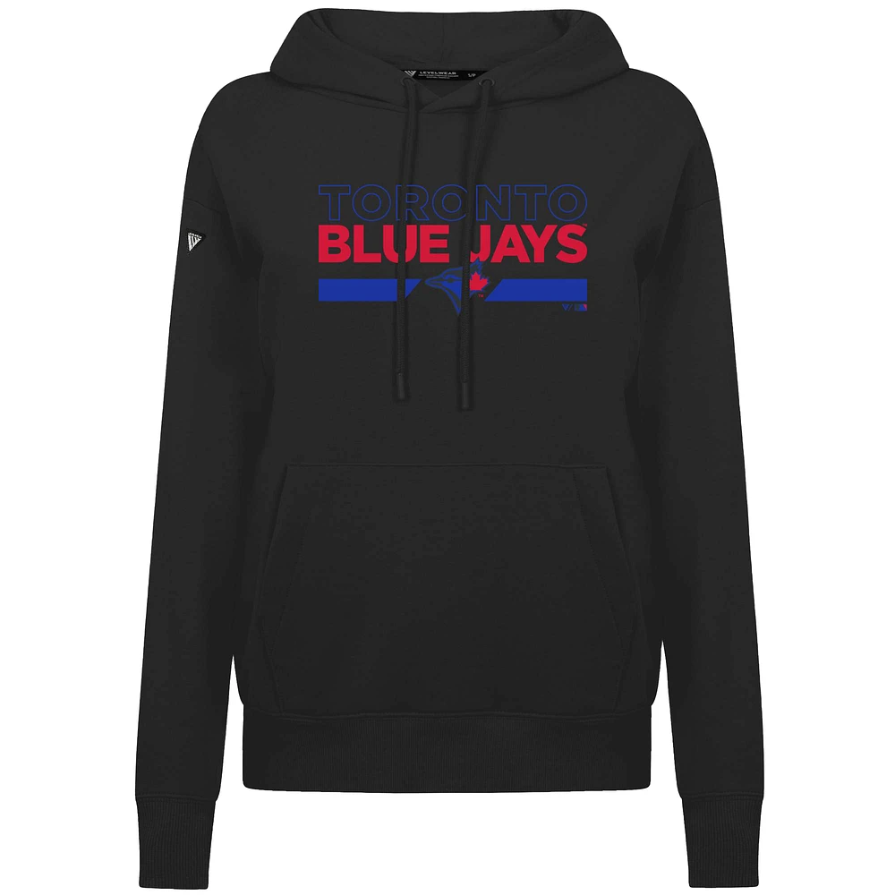 Women's Levelwear  Black Toronto Blue Jays City Connect Adorn No Hitter Pullover Hoodie
